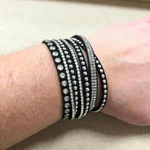 Black Suede and Bling Bracelet